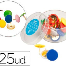 25 chinchetas Liderpapel plastificadas colores surtidos